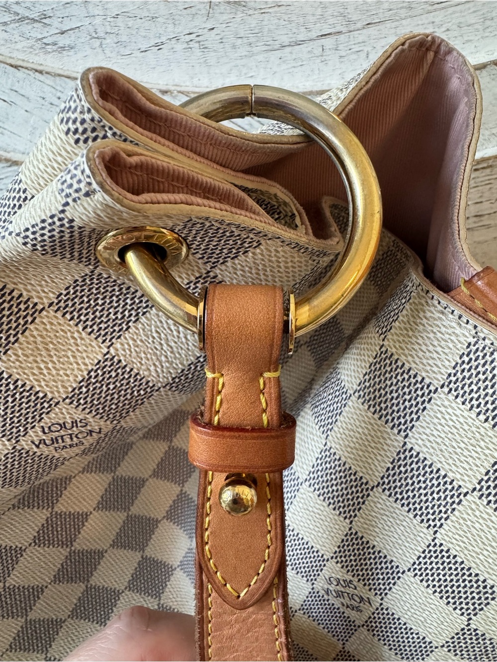 Louis Vuitton GRACEFUL Damier Azur Tote Purse Hobo With Box + Dust Bag - Picture 13 of 15